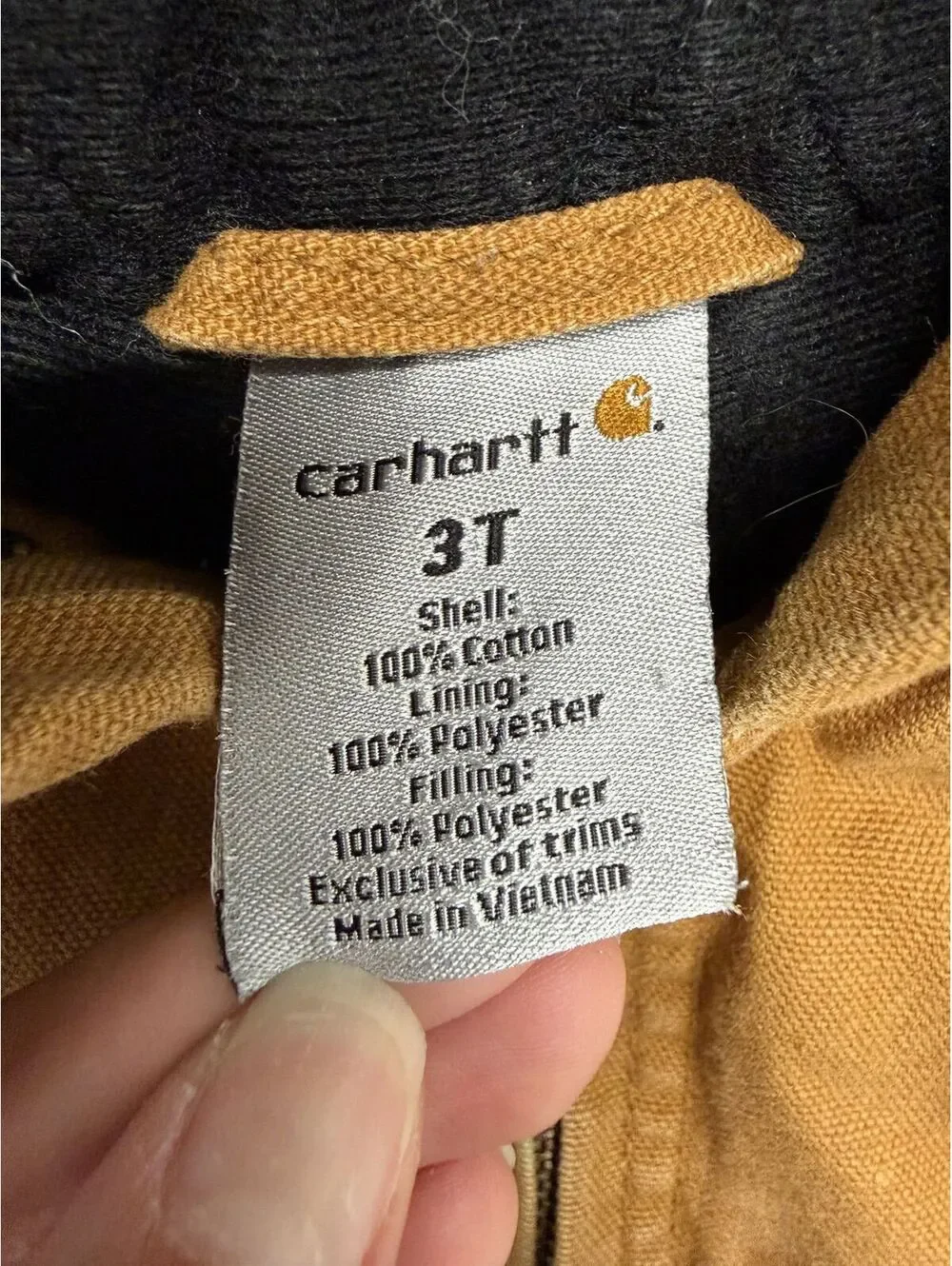Carhartt Toddler Hooded Work Jacket 3T Brown Quilted Lined
